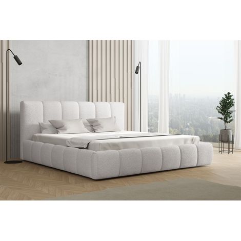 Polsterbett Doppelbett GIULIA Komplettset 180x200cm Stoff Freya Altweiß (1/3)