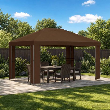 Teenpull – Pavillon 4 x 3 m Braun Polyester und Stahl 190 gsm (1/5)