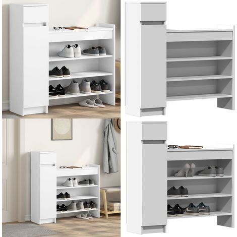 Schuhschrank Weiß 100,5x28x100 cm Holzwerkstoff - Schuhschrank Weiß - Schuhschrank Holzwerkstoff (1/5)