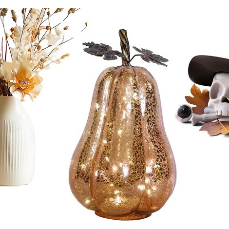 Les s en verre illuminées Lampe de Thanksgiving en Verre LED Pour table de ferme automne Thanksgiving automne Halloween maison (1/5)