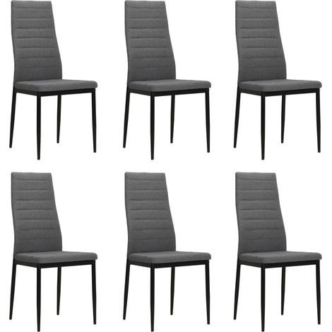 Lot de 6 Chaises Chaises de salle à manger Chaise de cuisine Gris clair Tissu 66877 (1/5)