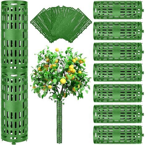 7 Pièces Protections Tronc Arbre avec Crochets Verrouillage, Protecteur Arbre Réglables Plastique, Protège Plantes Extensible, Protéger l'écorce pour Débroussailleuses, Tondeuses, Animaux (1/5)