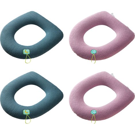 Cojín Para Asiento De Inodoro - Poliéster Grueso Y Suave - Diseño Con Asa Para Levantar - Ideal Para Invierno - Pack De 4 Unidades (1/5)