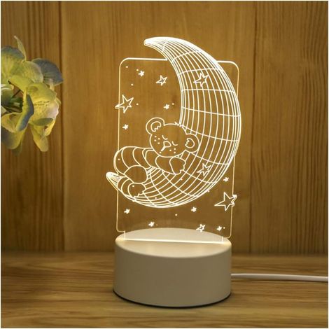 Wiederaufladbare 3D-Nachtlampe, entspannende Atmosphäre, 3 Farben.
