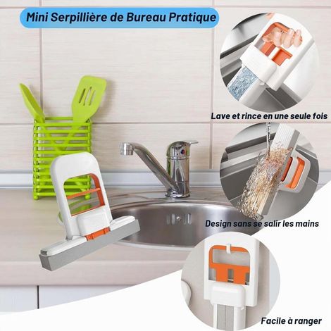Mini Vadrouille mobile Mini Balai Serpillère Pliable pour Bureau, Mini Serpillière Pliante, Vadrouille Auto (1/5)