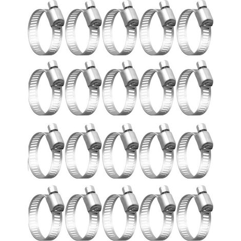 Ensemble de 20 colliers de serrage , colliers de serrage réglables 32-50 mm, colliers de serrage en acier inoxydable 304, colliers de serrage métalliques, pour tuyaux, conduites de gaz, conduites d'ea (1/4)