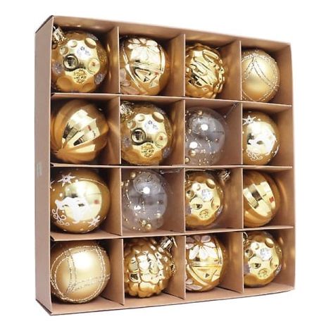 Boule de Noël dorée 6cm, lot de 16 décorations de sapin scintillantes, suspensions festives pour fête du Nouvel An, ornements de Noël multicolores, cadeaux de fin d'année. (1/2)
