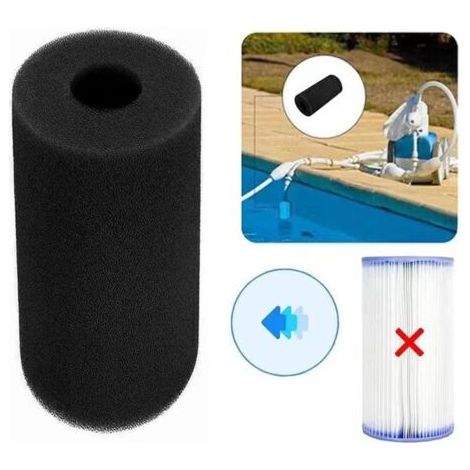 Éponge Filtrante Lavable et Réutilisable – Cylindre en Mousse Noir – Type B – Nouveau Modèle (1/4)