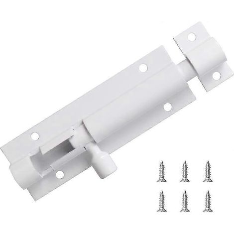 1 verrou de sécurité coulissant à 3 boulons, barillet en alliage d'aluminium robuste avec vis, blanc (1/5)