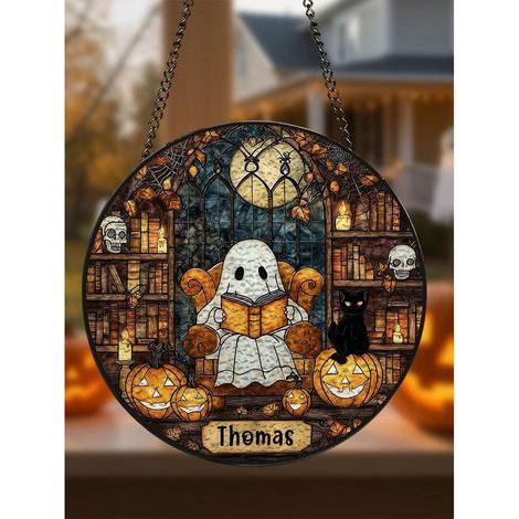 Attrape-soleil fantôme en vitrail, décoration d'Halloween gothique - 9cm (1/5)