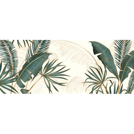 Papier peint panoramique - Feuilles Tropicales - 130 cm x 52 cm (1/2)