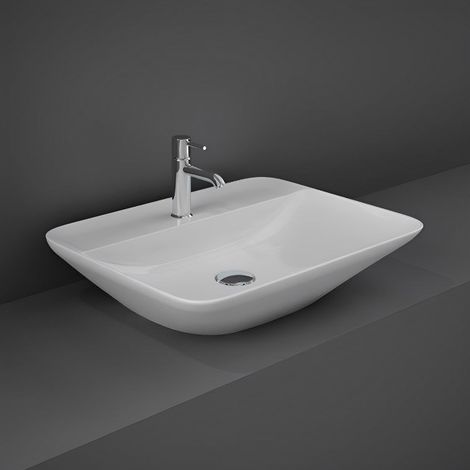 RAK Variant Rectangular Countertop Wash Basin 550mm Wide 1 Tap Hole - Alpine White (1/2)