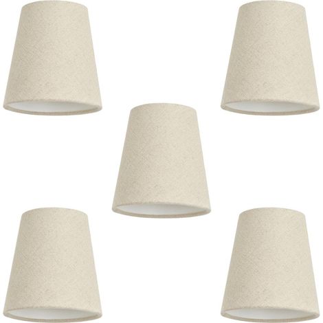 Litecraft Pack of 5 Muriel 5 Inch Candle Clip Beige Easy Fit Tapered Lampshade (1/5)