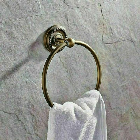 Bathroom towel ring - Wall-mounted - Antique brass finish (1/5)