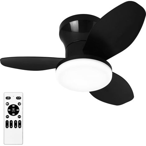 Plafonnier Ventilateur 65 cm avec Lumière LED, Ventilateur de Plafond Silencieux, Télécommande et Réglage Température Couleur pour Petit Salon ou Chambre