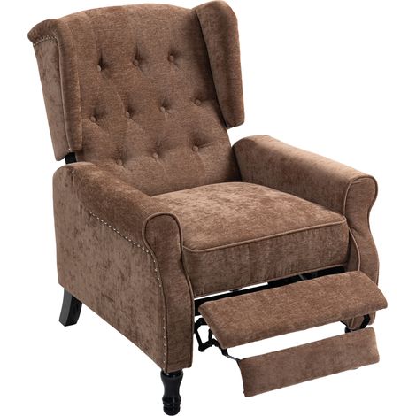 150° Reclining Vintage Armchair, footrest - Brown (1/5)