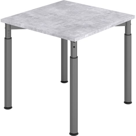 bümö® Schreibtisch "Y-Serie" höhenverstellbar, Tischplatte 80 x 80 cm in Beton, Gestell in graphit