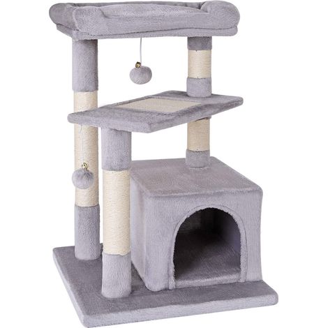 lionto Tiragraffi per Gatto Albero Tiragraffi Gatto Gioco Giocattolo Gatti Altezza 75 cm, Grigio Chiaro (1/5)