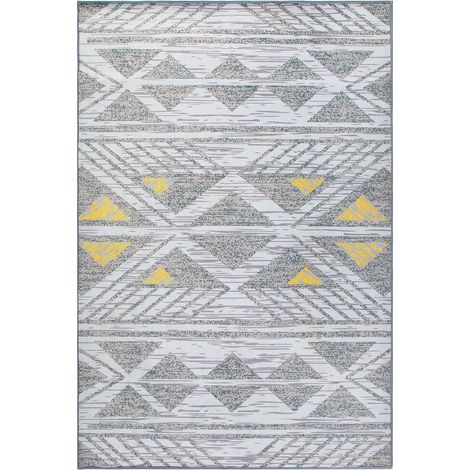 Tappeto motivo geometrico grigio-giallo 160 x 230 cm Kargi