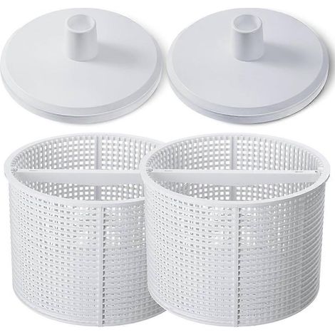 Deux paniers d'écumoire de piscine SPX1082CA de 7 pouces et deux ventouses à vide SP1106 sont inclus pour une utilisation avec les écumoires de piscine intégrées. (1/5)