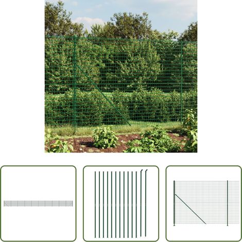 Clôture en acier galvanisé - Clôture en treillis métallique avec bride vert 1,6x25 m (1/5)
