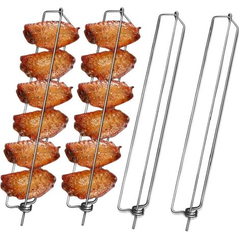 Ensemble de 4 grilles de barbecue, fourchette à ailes de poulet, support à ailes de poulet en acier inoxydable (1/5)