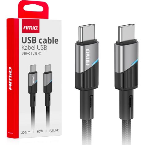 Cavo di ricarica FullLINK USB-C da 60 W e 200 cm, modello amio-03927 (1/4)