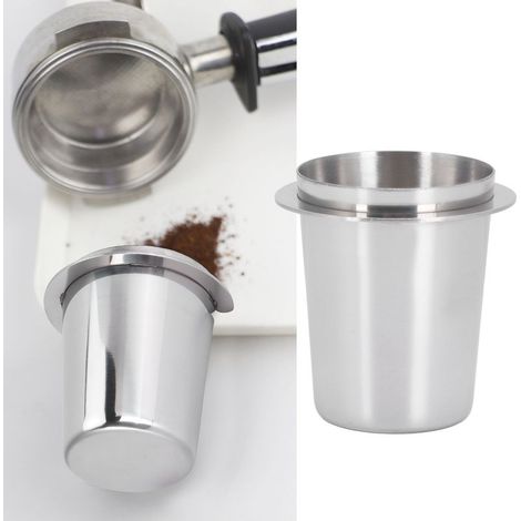 Doseur Dosage Café 51mm Inox Mug Part pour Espresso Machine Porte-filtre Poudre Accessoires Professionnels Modèle Argent 70g [Dosing Cup] [Stainless Steel] [51mm Silver Handle Cup] (1/5)