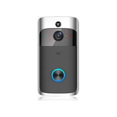 Sonnette vidéo sans fil avec détecteur de mouvement et Wi-Fi, grise (1/5)