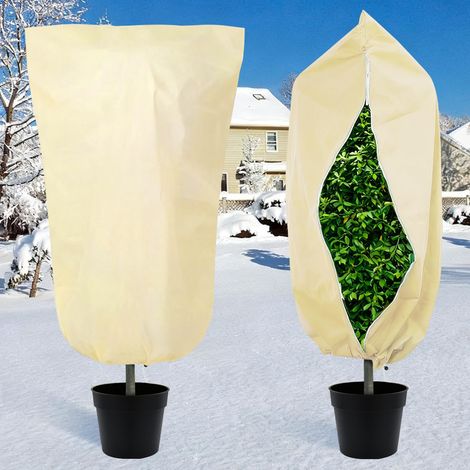 Voile Hivernage Plante Exterieur, 2 Pièce 120x180 CM 80g/m² Voile d'Hivernage pour Plantes, Indéchirable, Réutilisable Housse Hivernage, Voile d Hivernage avec Fermeture Éclair (Beige) (1/5)