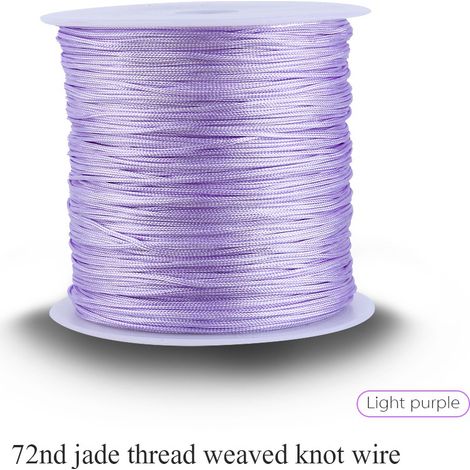 100M x 0.8mm Fil Nylon Nœud Chinois Corde Macramé Shamballa Fil Violet Clair