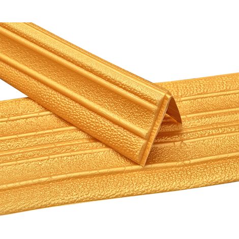 Plinthe souple autocollante dorée - Moulure décorative flexible pour mur - Plinthe de finition - Moulure plafond - Frise murale
