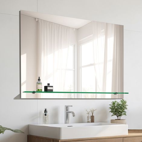 S'AFIELINA Badezimmerspiegel mit Regal Badspiegel mit Ablage Wandspiegel mit Ablage 80 x 60 cm (1/5)