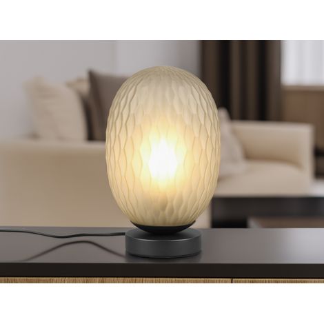 Tischleuchte FACETTE mit ovalem Glas Lampenschirm Grün, Höhe 28cm