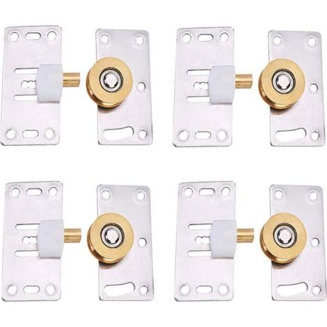 Porte Coulissante Roulettes, 4 Ensemble Roulette Porte Coulissante Placard, Placard Porte Poulie, Meubles Roues Coulissante, pour (1/4)