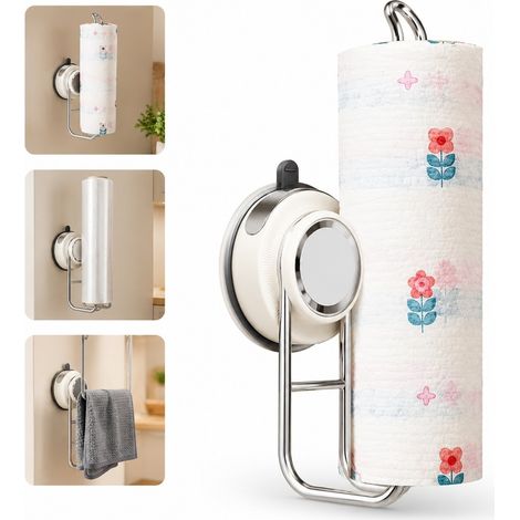 1 Pc Porte Rouleau Cuisine a Ventouse Sans Percage ABS Couleur Creme 27 x 6 cm Derouleur Papier Mural Amovible Location Dortoir Cuisine (1/5)