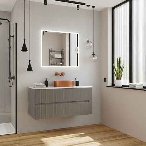 Meuble de salle de bain 120 cm gris foncé Ceramia 119,4 x 45,5 x 50 cm (CERAMIA-5DG120)