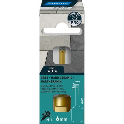 Norton Expert Diamant Fliesenbohrkrone PRO VB DRY 6 - 82 mm M14 für Winkelschleifer, Ausführung: 6mm , 70184634542
