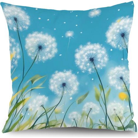 Housse de coussin fleurs plantes printemps, décoration canapé salon élégant,50×50cm (1/5)