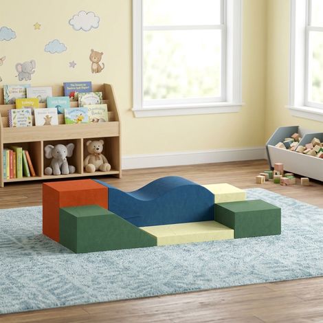 Parcours Motricité Bébé 6PCS, Module Motricité Bébé en Mousse, Housse en Velours, Base Antidérapante, Multicolore