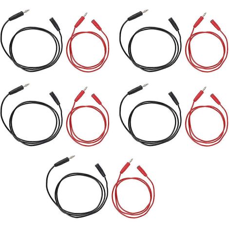 Jeu de 5 cordons de test à fiches bananes de 4 mm, mâle-femelle, câble de connexion de 0,75 mm², cordon de test électronique (1/4)