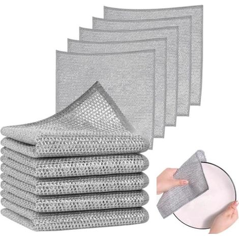 Lot de 10 torchons en fil d'acier - réutilisables - pour usage humide et sec