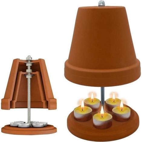 (Marron)Chauffage d'appoint Grand four à bougies chauffe-plat - Double paroi - Marron - Design contemporain (1/4)
