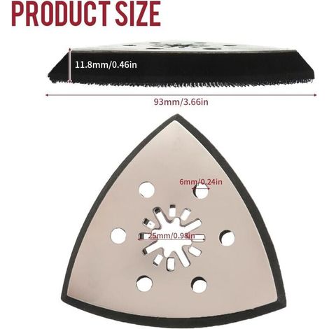 Plateau de ponçage fin 93 mm, disque de ponçage multi-outils, ponceuse triangulaire, accessoires pour ponceuse Delta, Lot de 2 (1/3)