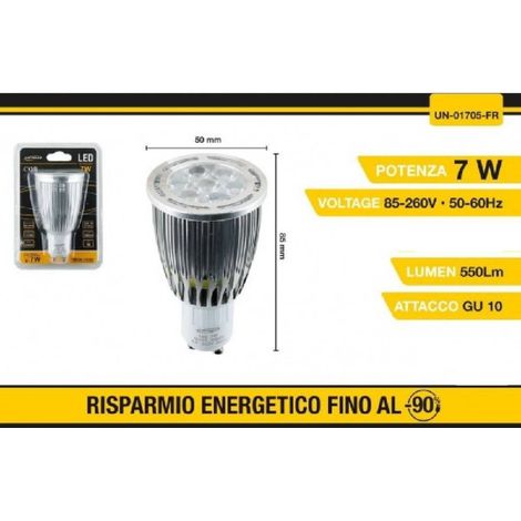 TrAdE Shop Traesio - Lampadina A Led Cob Lampada Gu10 Faretto 7 W 550 Lm Luce Fredda 6500k Un-01705f -