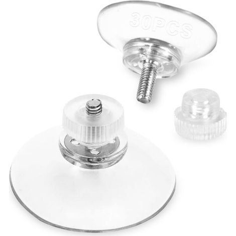 30 Ventouses Transparentes Multifonction, Diamètre 30mm, Accessoires pour Vitres, Décoration et Suspension sans Perçage (1/5)
