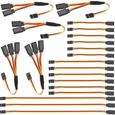 20pcs Câble d'extension servo, JR Servo Extension, Harnais 1 à 3 câbles, Câble 3 pins, 10cm, 15cm, 30cm (1/5)