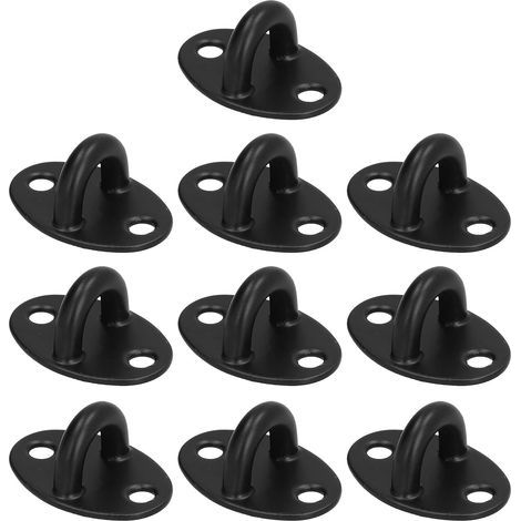 10 Pièces Plaque Oeillet en Acier Inoxydable Noir, Crochet Plafond pour Suspendre Équipements Extérieurs, Cordes, Balançoires de Yoga, Hamacs, Corde Linge (1/3)