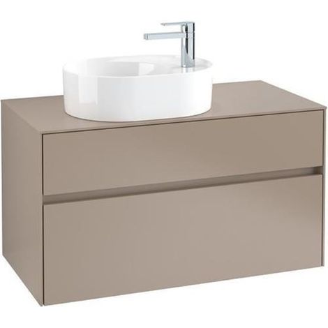 Villeroy &amp Boch Collaro meuble à lavabo 1000x548x500 mm, 2 tiroirs, pour lavabo à gauche, C055L0, Coloris: Façade/carcasse : Blanc brillant, poignée : Blanc mat - C055L0DH