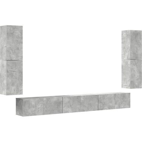 Maison Exclusive - 7-tlg. TV-Schrank-Set Betongrau Holzwerkstoff (1/5)